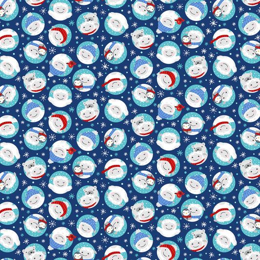 Yeti For Winter Yeti Dots Blue F22209-49 Cotton Flannel Fabric