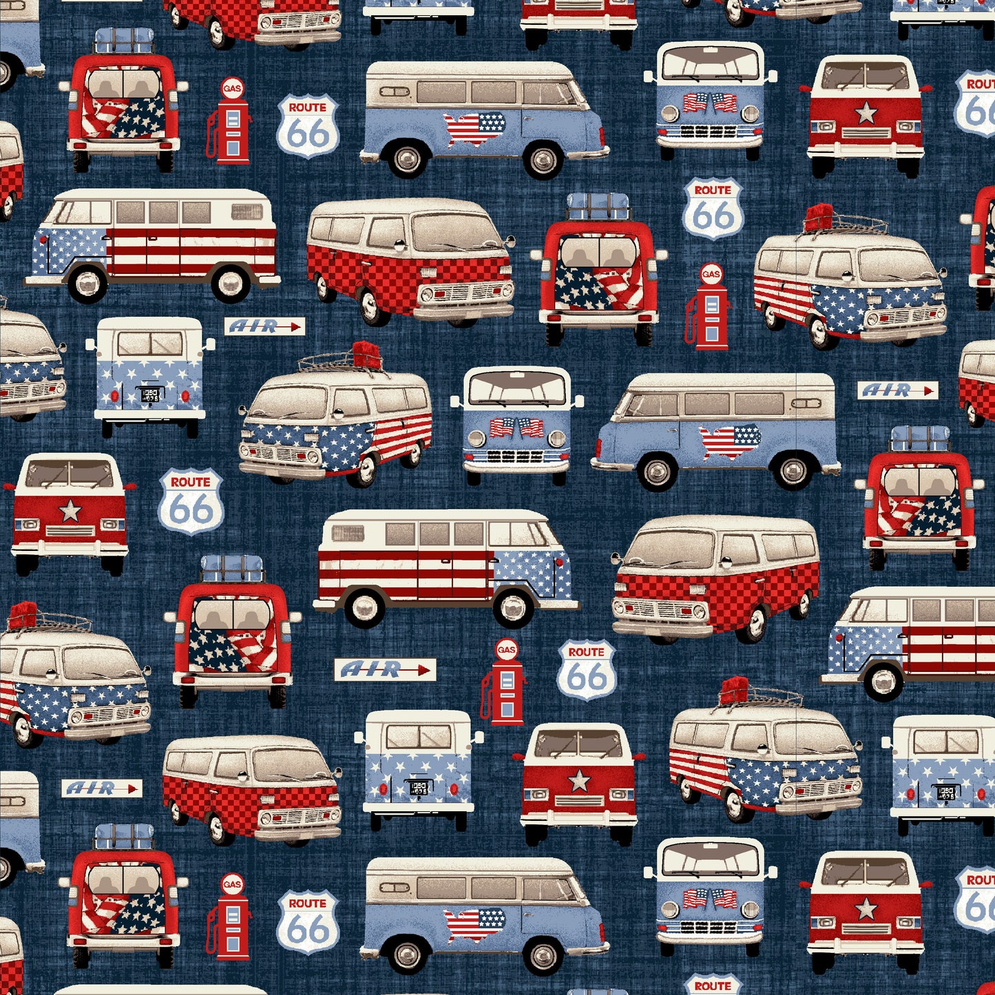 All American Road Trip Vans Navy 4316-77 Cotton Woven Fabric