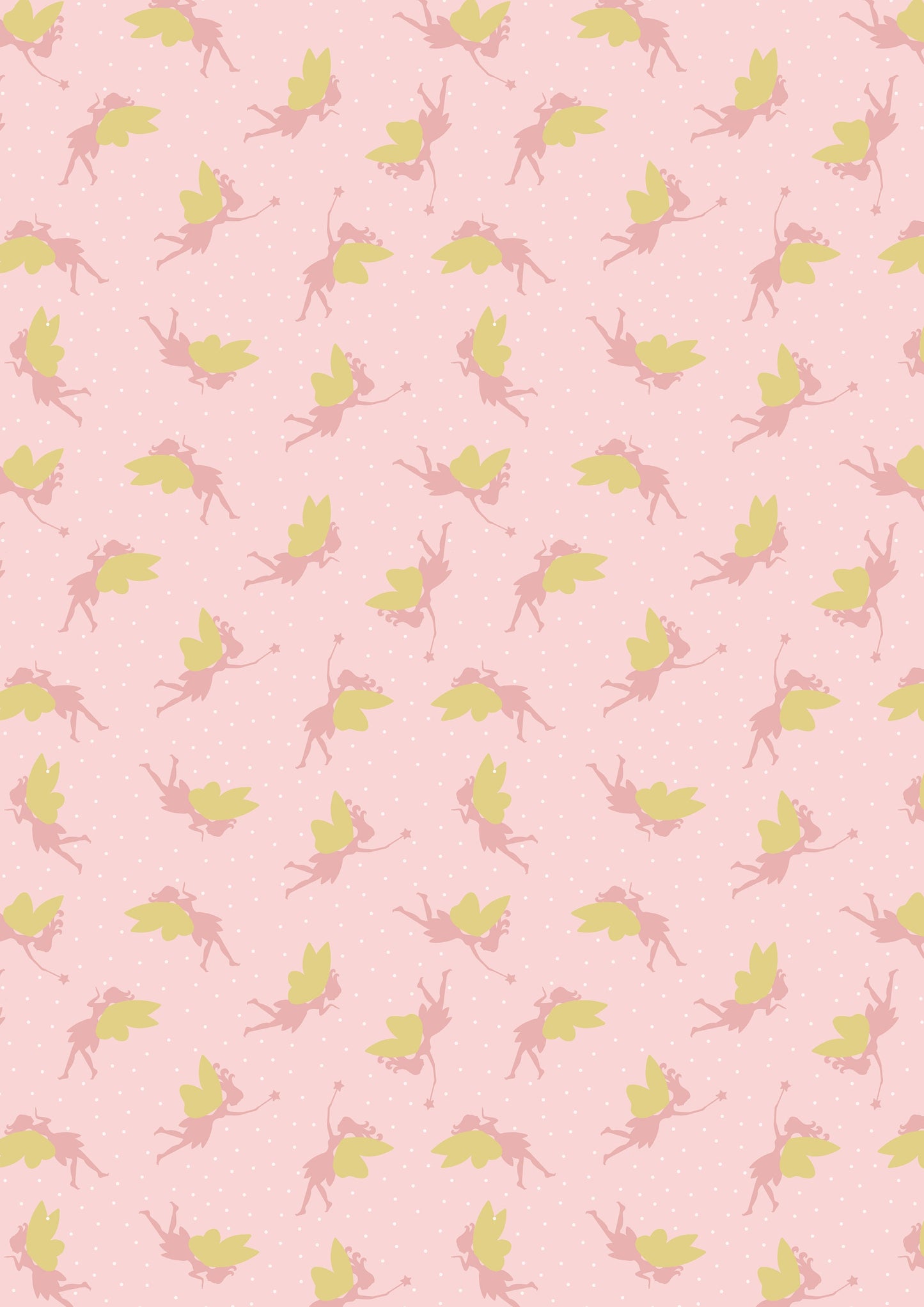 Small Things Tossed Fairies on Pink with Gold Metallic SM9.2 Cotton Woven Fabric