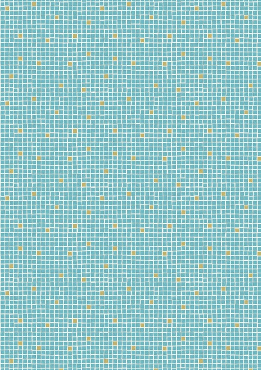Lindos Turquoise Little Tile A269.1 Cotton Woven Fabric