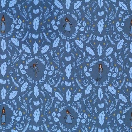 Peter Pan by Sarah Jane Girls are Much Too Clever Wedgewood Metallic MD7940-WEDG-D Cotton Woven Fabric