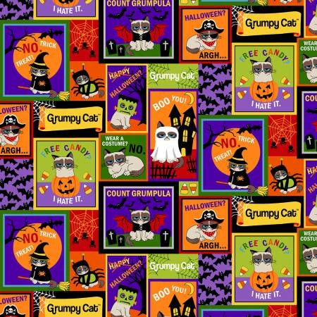 Grumpy Cat Holidays Halloween Patches Cotton Woven Fabric