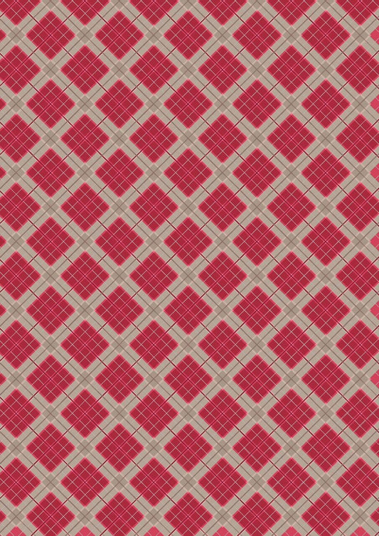 Celtic Reflections Plaid Red with Silver Metallic A338.2 Cotton Woven Fabric