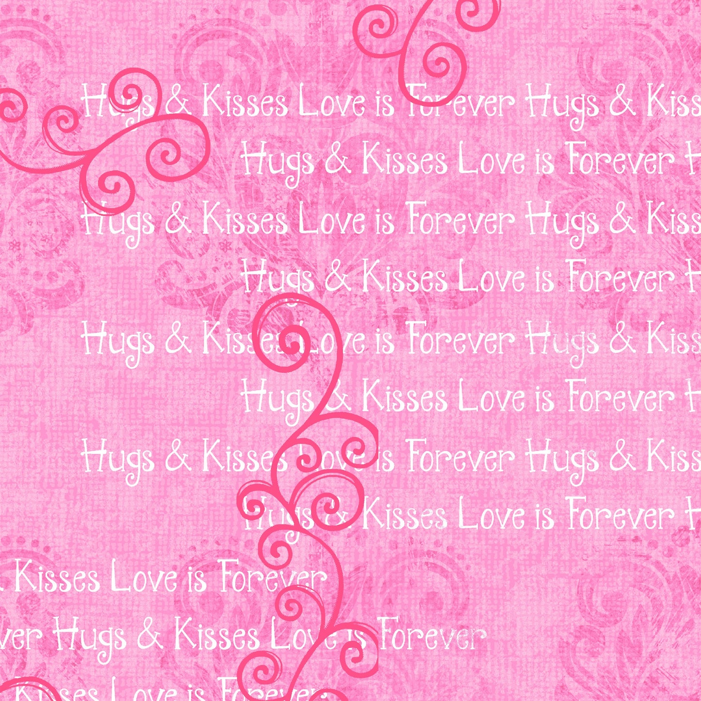 Hearts Of Love by Sharla Fults Scroll with Words Pink Cotton Woven Fabric