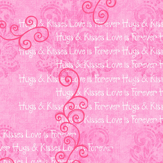 Hearts Of Love by Sharla Fults Scroll with Words Pink Cotton Woven Fabric