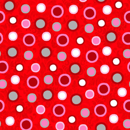 Hearts Of Love by Sharla Fults Dots Red Cotton Woven Fabric