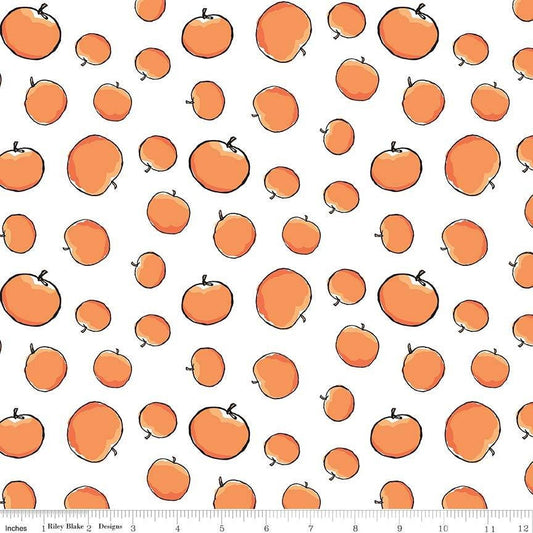 James & the Giant Peach Peaches White Cotton Woven Fabric