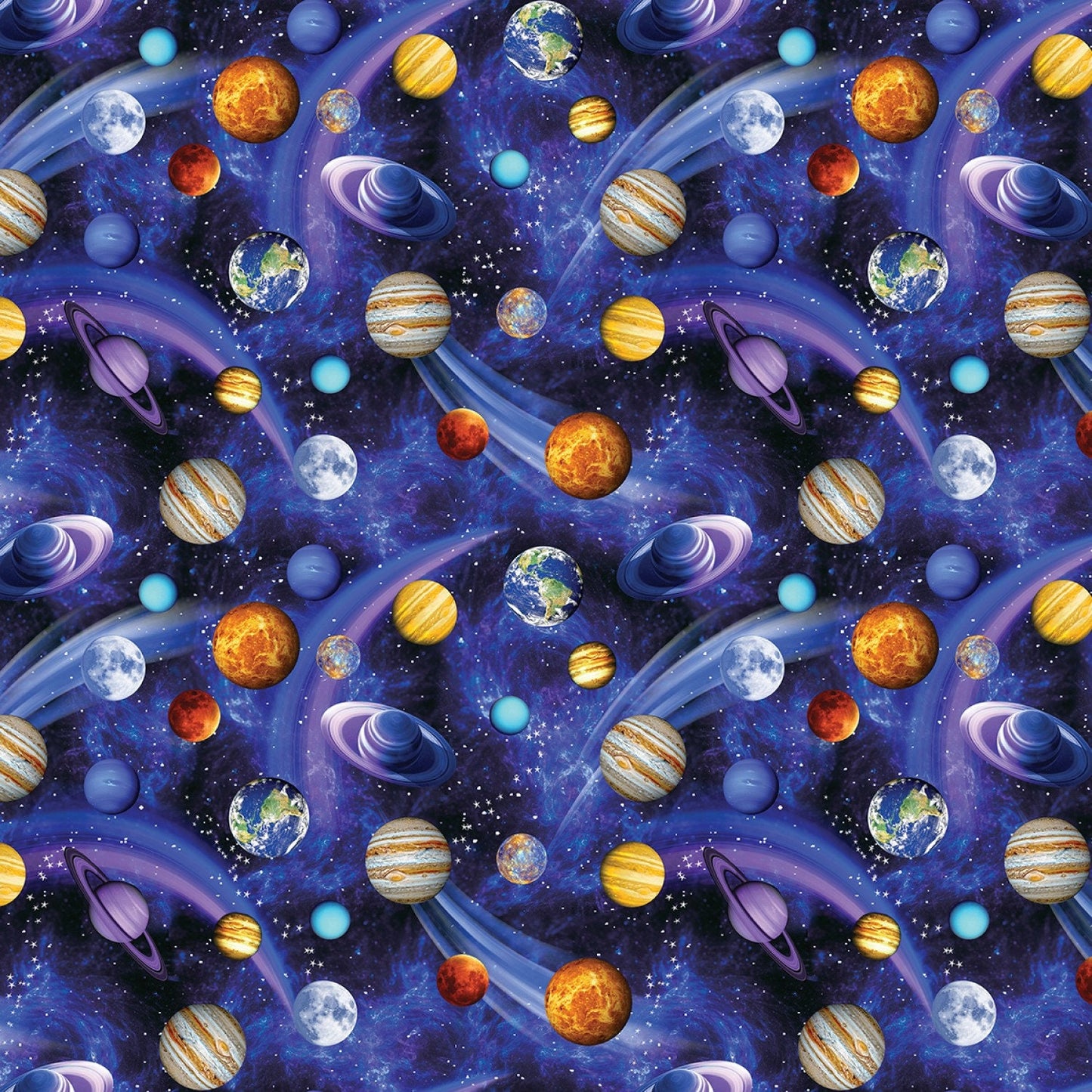 Space Odyssey Celestial Planets Digitally Printed 08930-99 Cotton Woven Fabric