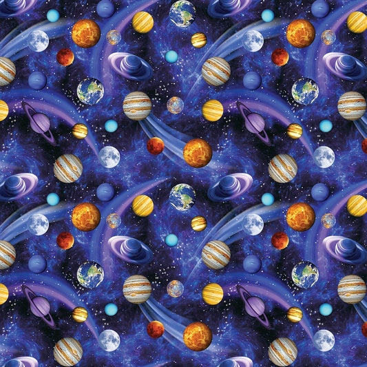Space Odyssey Celestial Planets Digitally Printed 08930-99 Cotton Woven Fabric