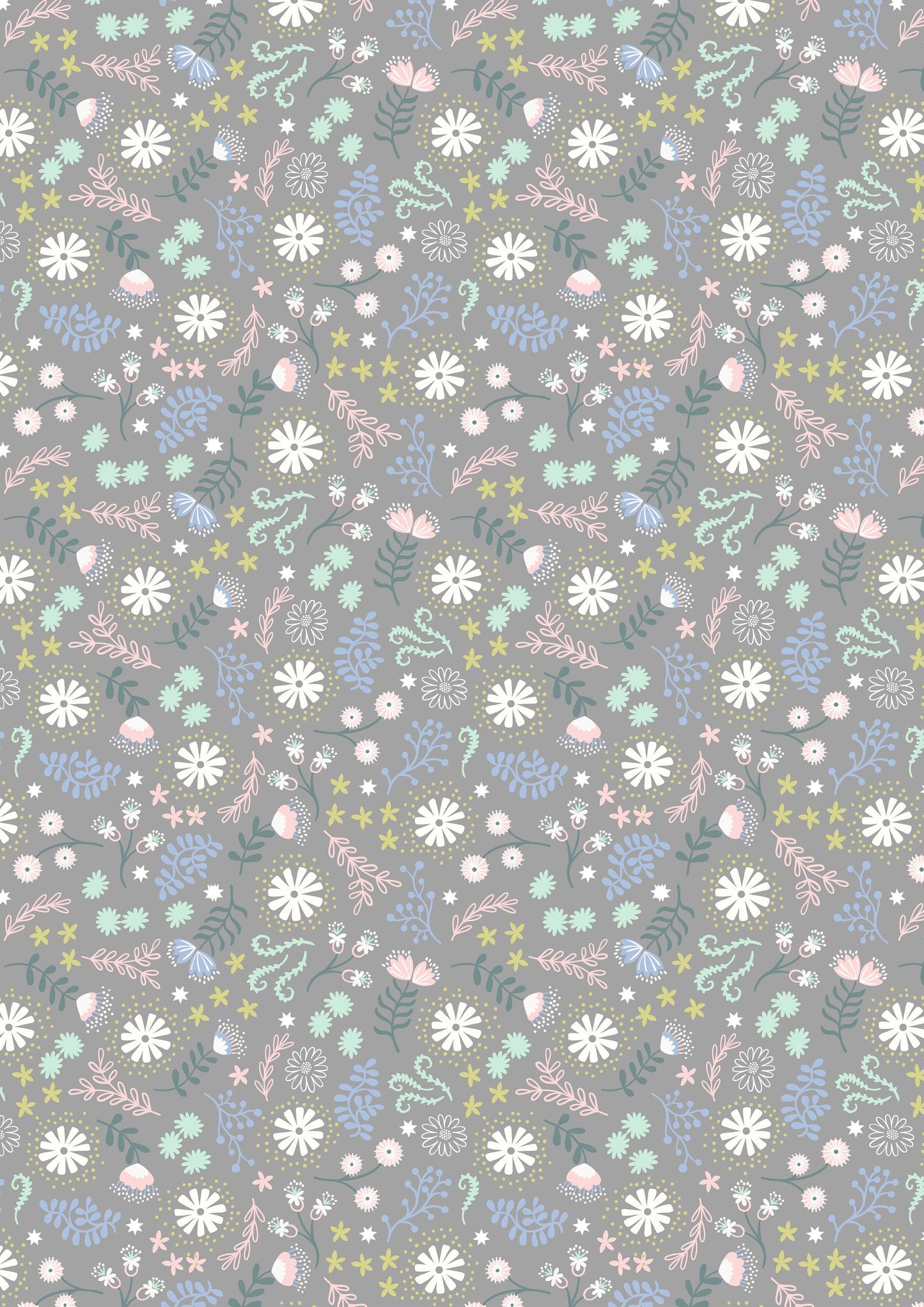 Fairy Lights Magical Flowers Gray Glow in the Dark A310.2 Cotton Woven Fabric