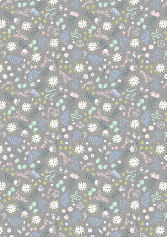 Fairy Lights Magical Flowers Gray Glow in the Dark A310.2 Cotton Woven Fabric