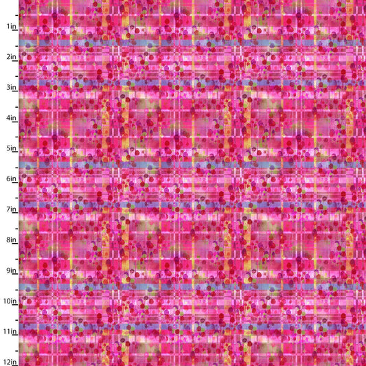 Boho Owls by Connie Haley Digitally Printed Dotted Plaid 13786-Multi Cotton Woven Fabric