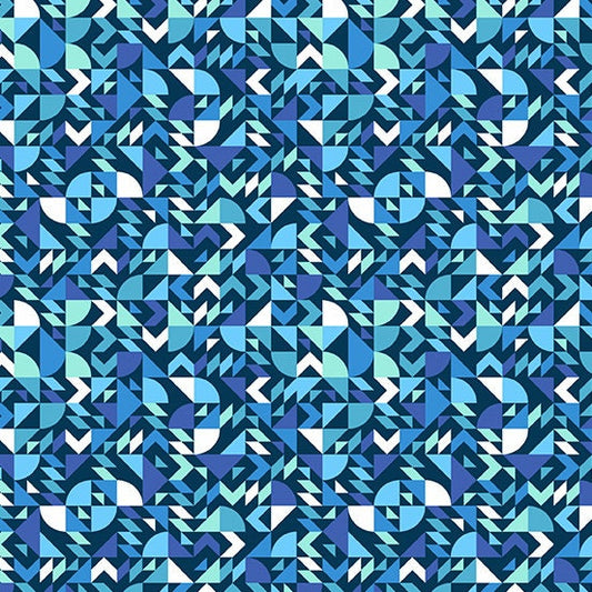 Mix Tape by Libs Elliott Come on Over Sapphire A-8867-B Cotton Woven Fabric