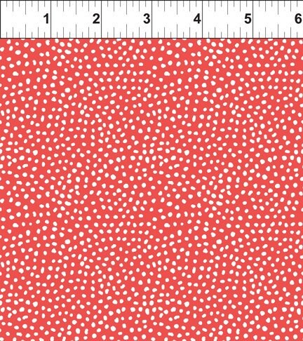 Doodle Blossom Dots on Red Digitally Printed Cotton Woven Fabric