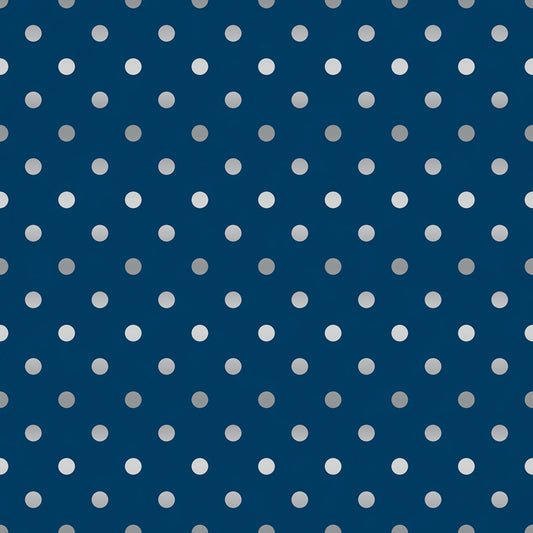 Shiny Objects Sweet Somethings Spot on Blueberry Silver Metallic 3164-010 Cotton Woven Fabric