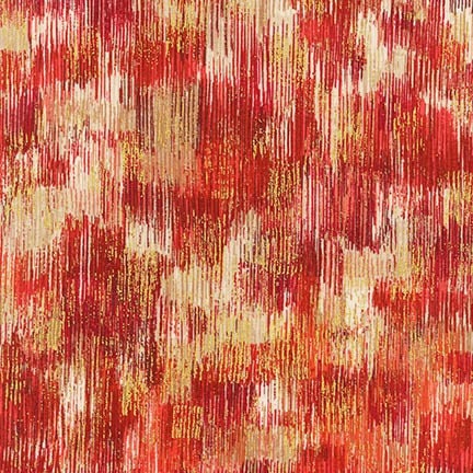 Fusion Brushwork Poppy Metallic Cotton Woven Fabric
