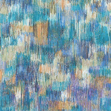 Fusion Brushwork Seaglass Metallic Cotton Woven Fabric