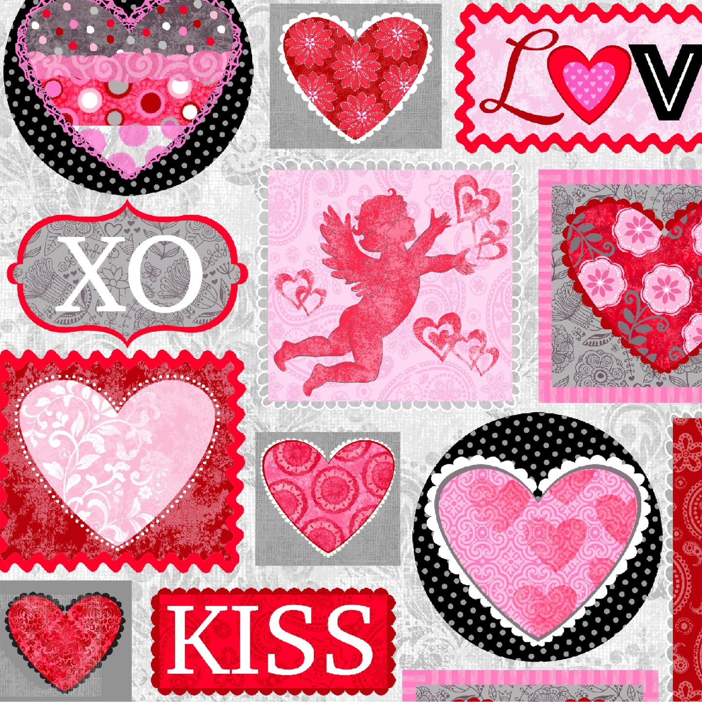 Hearts Of Love by Sharla Fults Valentine Patch Cotton Woven Fabric
