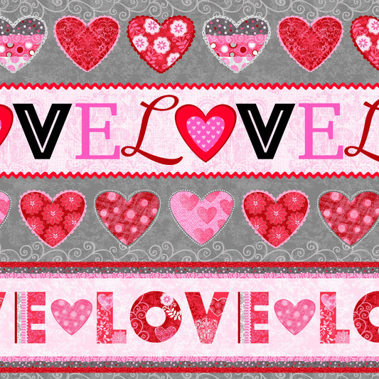 Hearts Of Love by Sharla Fults Hearts Love Stripe Cotton Woven Fabric