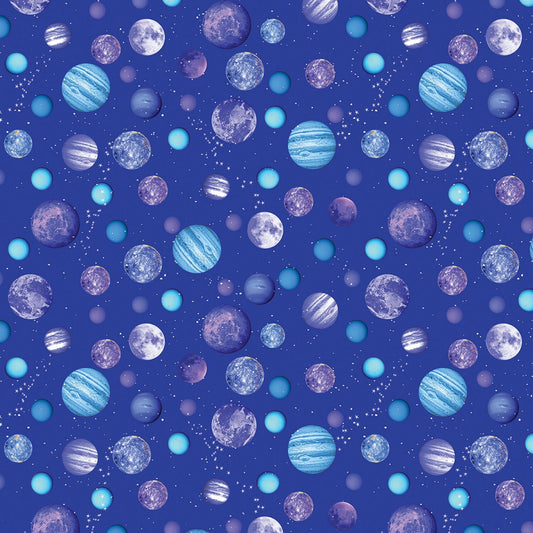 Space Odyssey New World Dot Royal 08926-50 Digitally Printed Cotton Woven Fabric