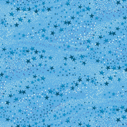 Space Odyssey Starry Night Turquoise Digitally Printed Cotton Woven Fabric