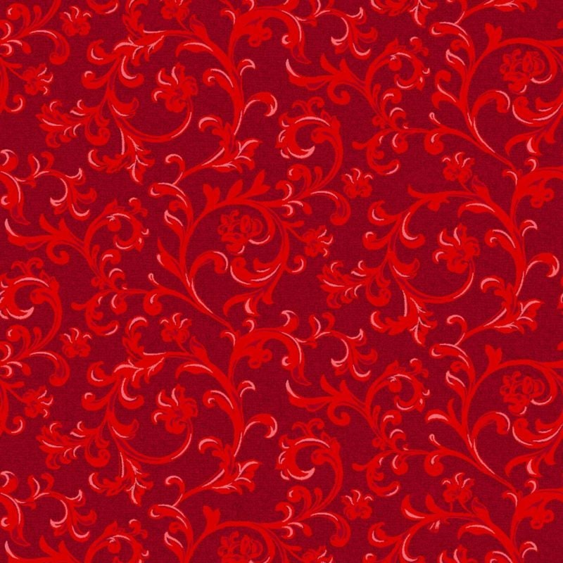 Paris Vine Scroll Red 22001 Cotton Woven Fabric