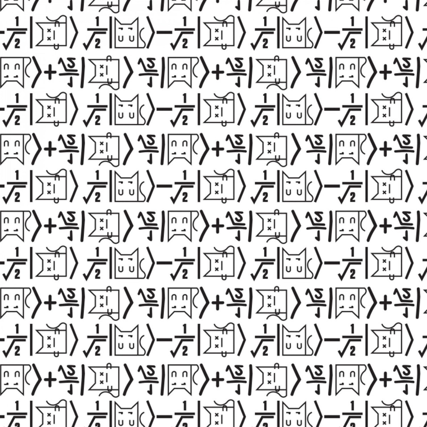 Big Bang Theory Math Cat on White Cotton Woven Fabric