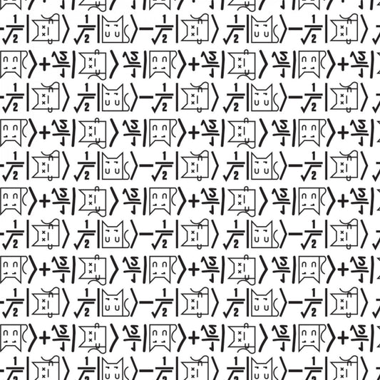 Big Bang Theory Math Cat on White Cotton Woven Fabric