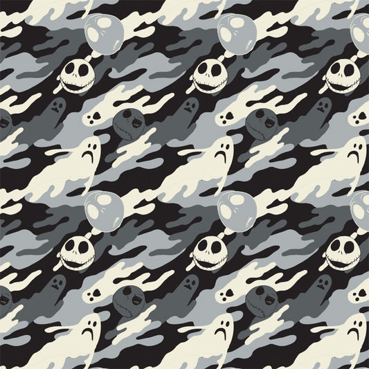 Jack is Back (Nightmare Before Christmas) Ghostly Slate Cotton Woven Fabric