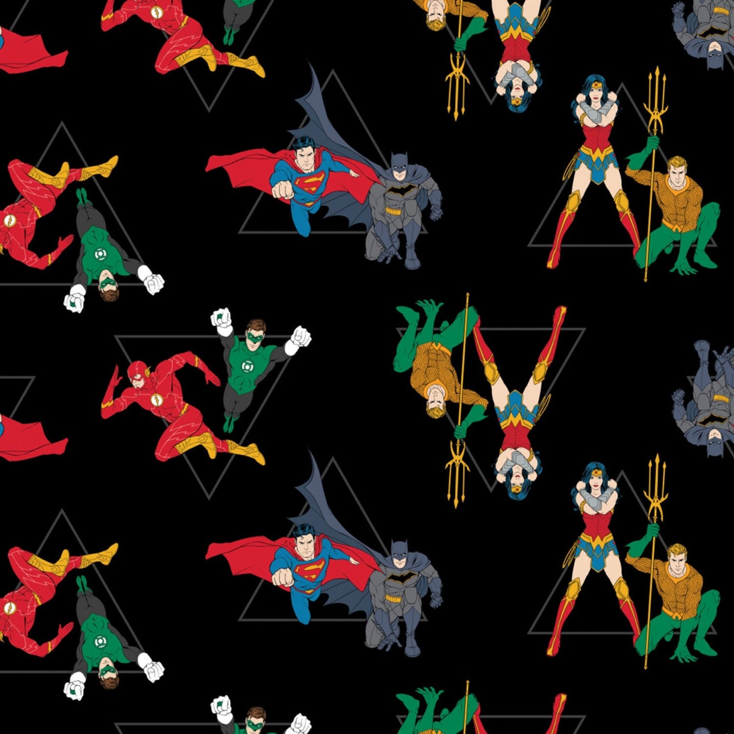 Justice League Activated Black Hero Pyramid Cotton Woven Fabric