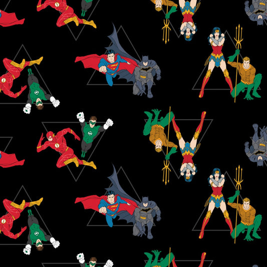 Justice League Activated Black Hero Pyramid Cotton Woven Fabric