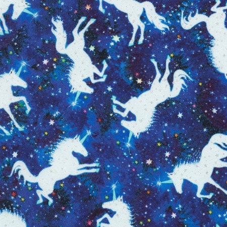 Galactic Unicorns CM6496 Metallic Cotton Woven Fabric