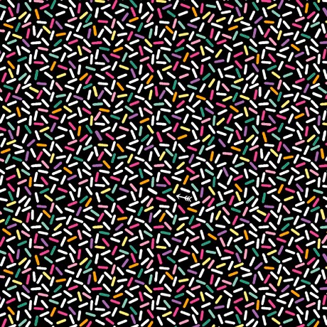 Sugar Rush Black Sprinkles Cotton Woven Fabric