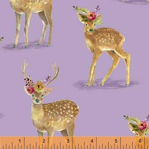 Wanderers Weekend by Sophia Santander 50787-4 Floral Fawn Lilac Cotton Woven Fabric