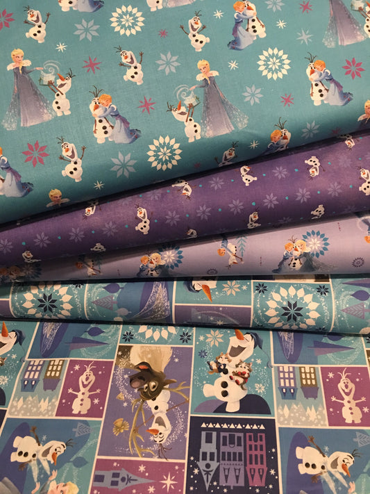 Olaf's Frozen Adventure Olaf on Purple 85190408J-01 Digitally Printed Cotton Woven Fabric