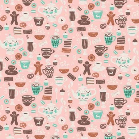 Gingerbread Bakery by Paula McGloin Chocolate Delights Light Pink 42170101-02 Cotton Woven Fabric