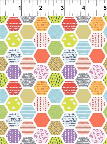 Doodle Blossom Hexi Digitally Printed Cotton Woven Fabric