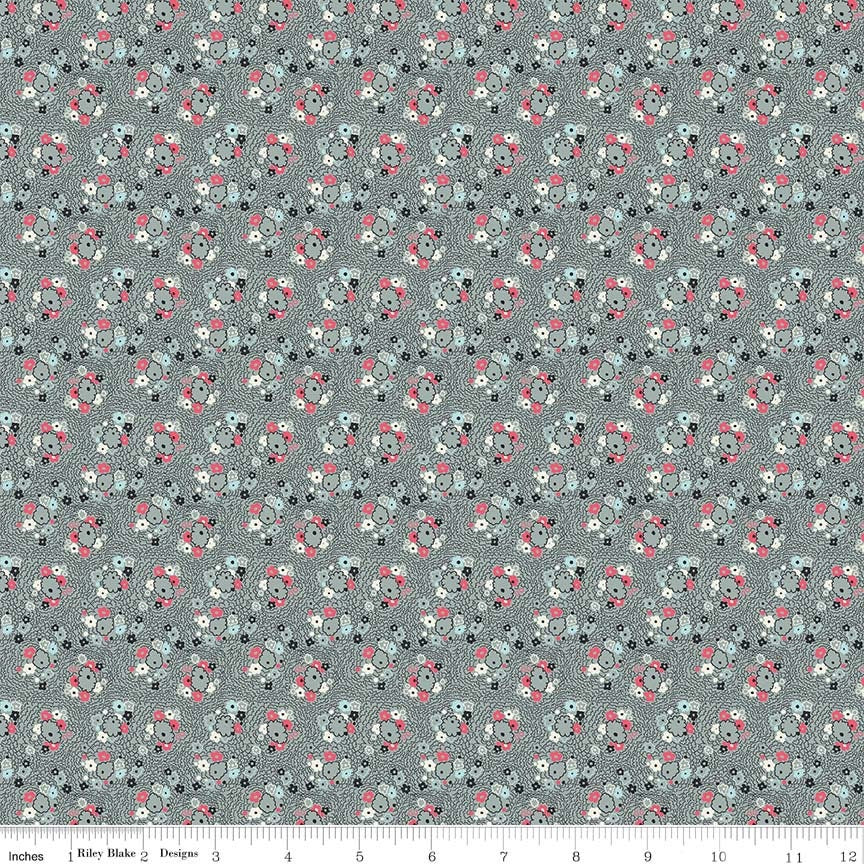 Abbie by Sue Daley Daisy Gray C77140-GRAY Cotton Woven Fabric