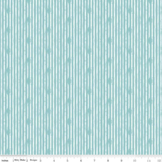 Abbie by Sue Daley Stripe Aqua C7715-AQUA Cotton Woven Fabric