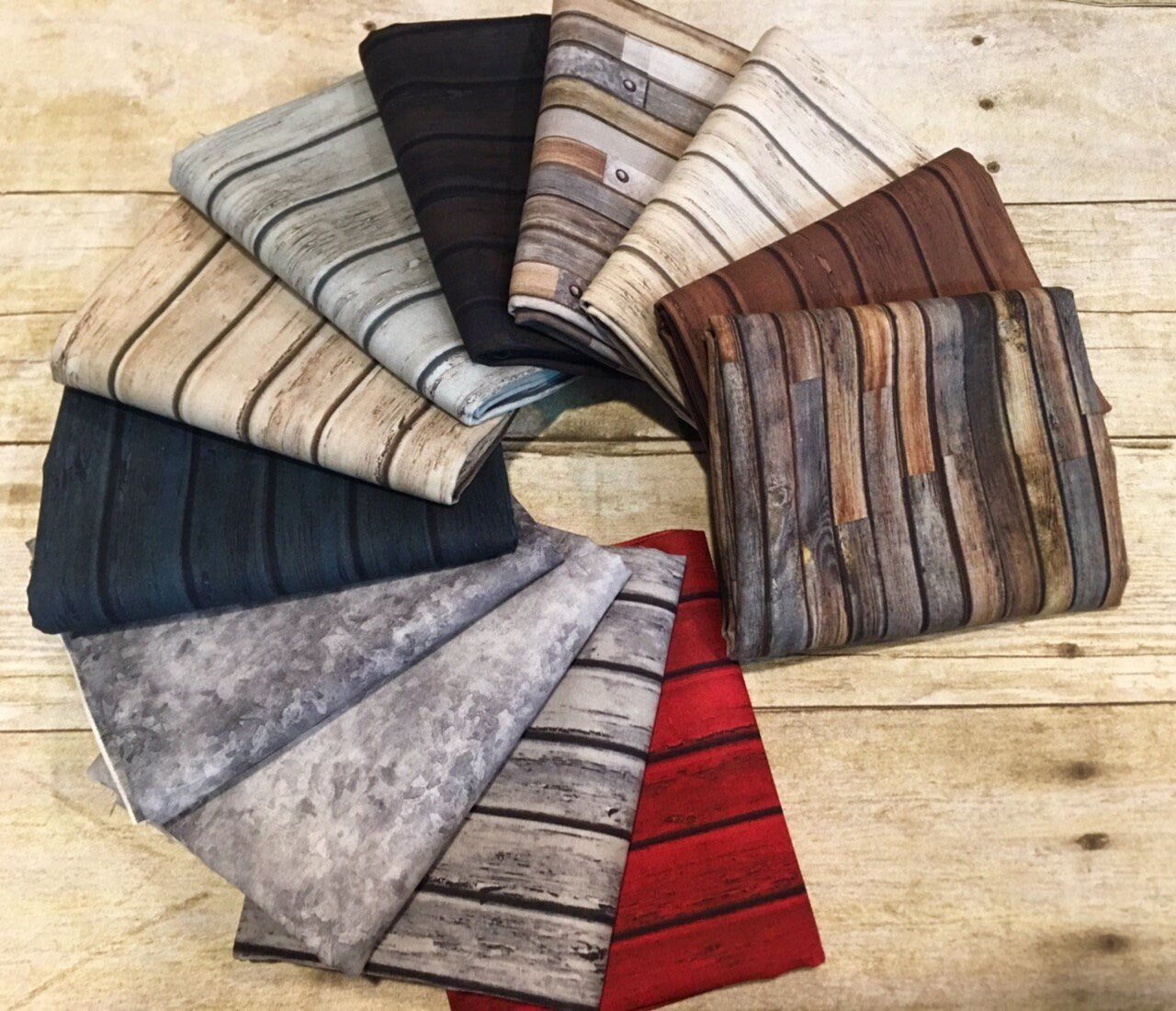Surfaces Wood Aqua Cotton Woven Fabric