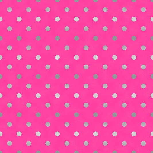 Shiny Objects Sweet Somethings Spot on Raspberry Silver Metallic 3164-012 Cotton Woven Fabric