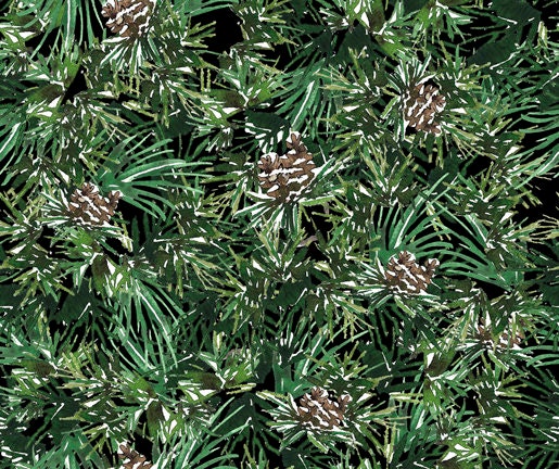 Northwoods Neighbors Pinecones on Black 26854J Cotton Woven Fabric