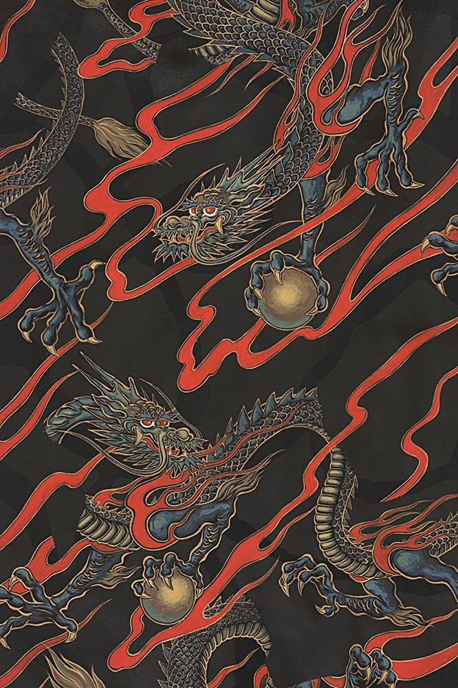 Golden Tatsu Black Cotton Woven Fabric 8698 A