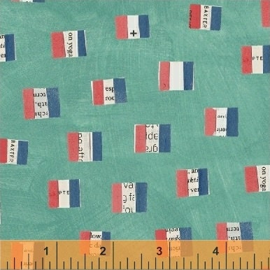 Wonder by Carrie Bloomston Flags on Aqua 50518 3 Cotton Woven Fabric