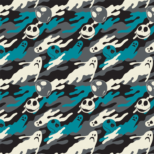 Jack is Back (Nightmare Before Christmas) Ghostly Blue Cotton Woven Fabric