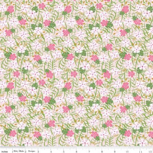Lets Be Mermaids by Melissa Mortenson Gold Sparkle Floral on Pink c7612-pink Cotton Woven Fabric