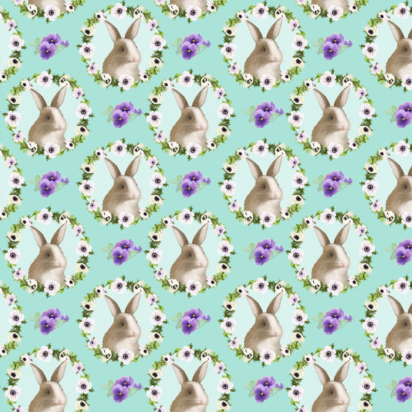 Hoppy Easter by AJ Watercolor Studio Bunny Faces 9424-16 Cotton Woven Fabric