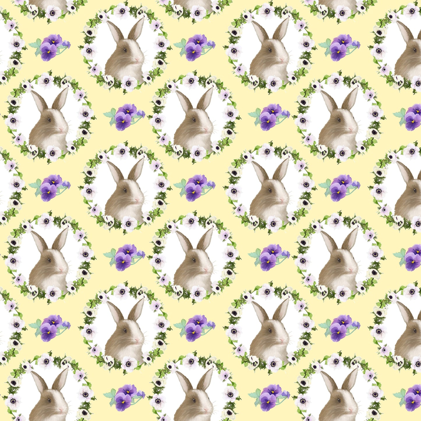 Hoppy Easter by AJ Watercolor Studio Bunny Faces 9424-44 Cotton Woven Fabric