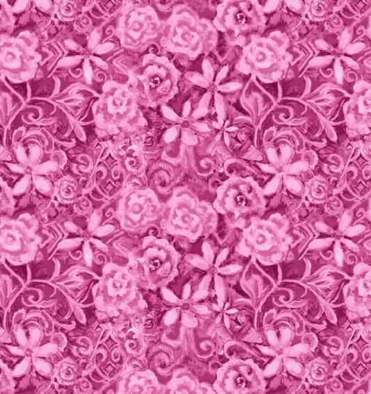 Papillon Parade by Janice Gaynor Pink Tonal Floral 9369-22 Cotton Woven Fabric