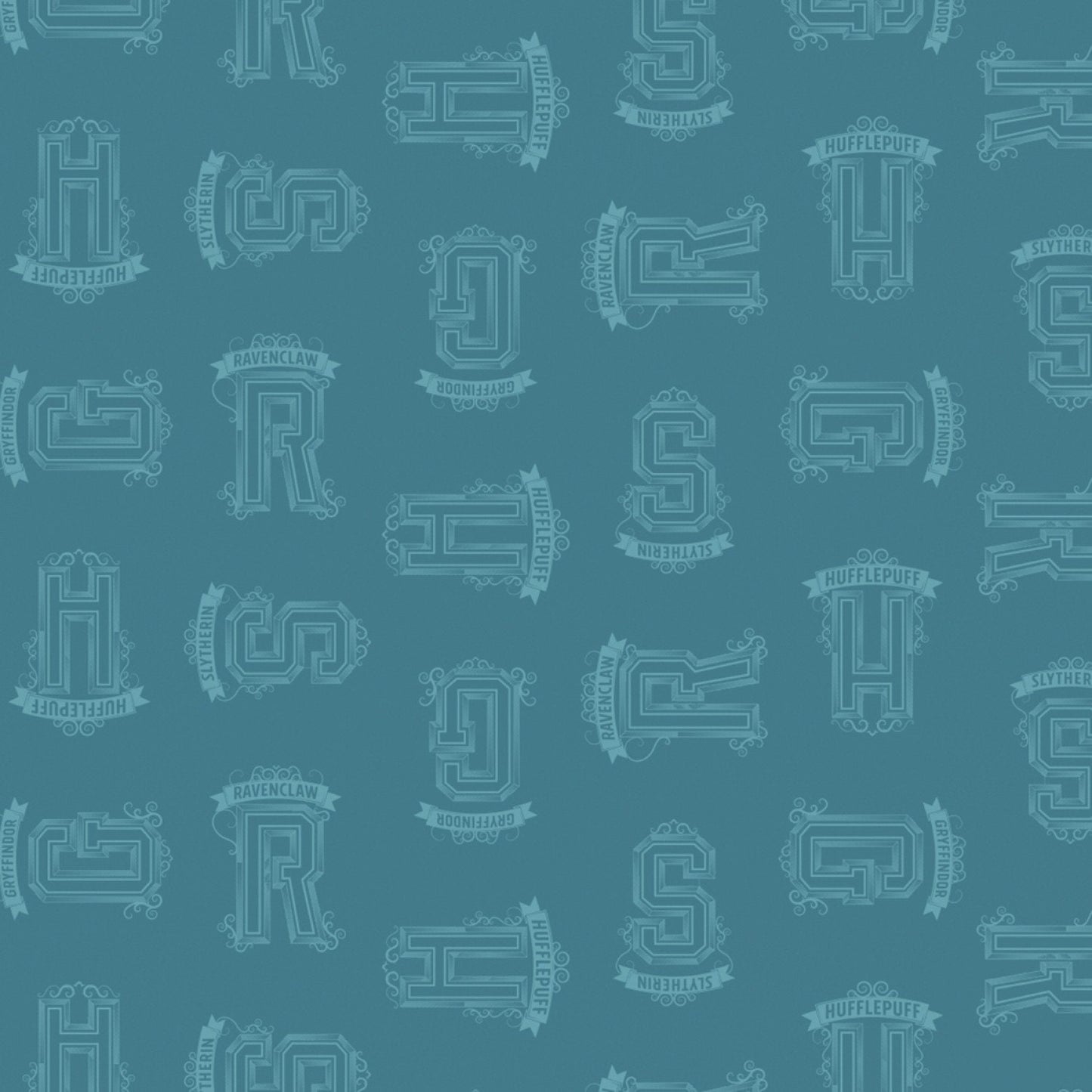 Licensed Wizarding World Light Teal Houses Tonal Harry Potter 23800134-2 Cotton Woven Fabric